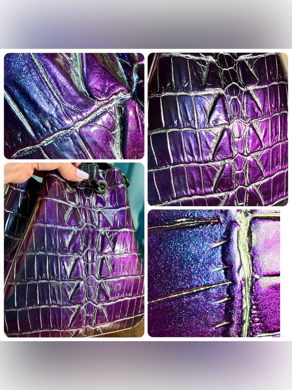 Brahmin NWT Melinda & Veronica - Heroic Purple Kingstone - Shimmer Color Shift - Picture 8 of 17